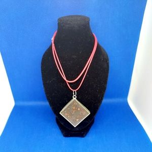 Diamond Shaped Pendant with crushed roses